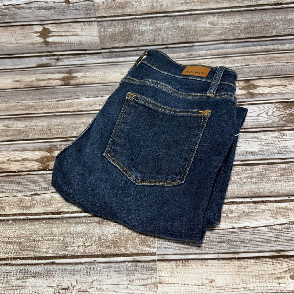 Judy Blue Skinny Fit Jeans Womens 7/28 Dark Wash Raw Hem Stretch Denim High Rise